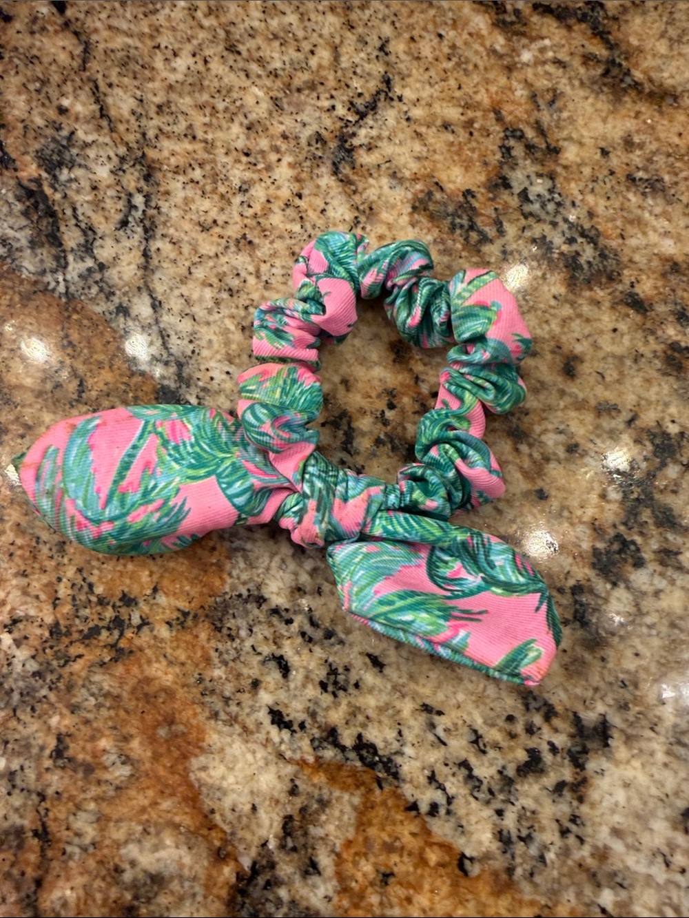 Lilly Pulitzer Pink & Green Tropical Bow Scrunchie